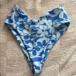 Floral Blue High-Waisted Bikini Bottom